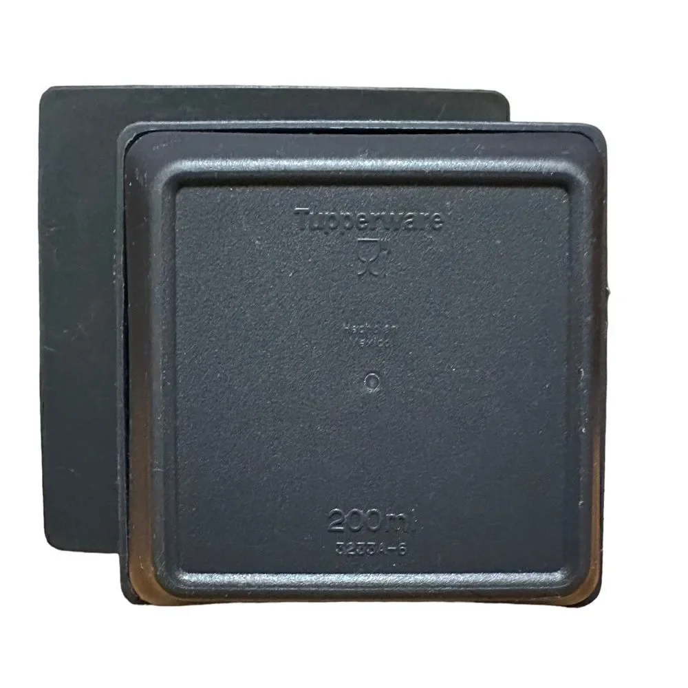 Pair of Tupperware Get together dark grey square containers with lids 200ml each